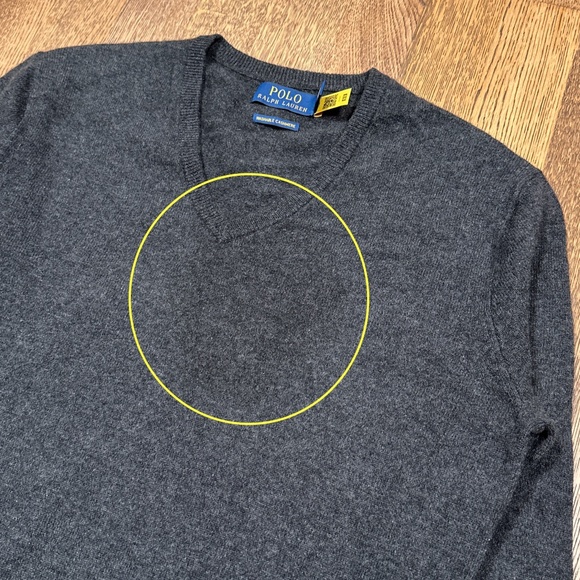 Polo Ralph Lauren Washable Cashmere V Neck Gray Sweater Mens XS - Picture 2 of 8